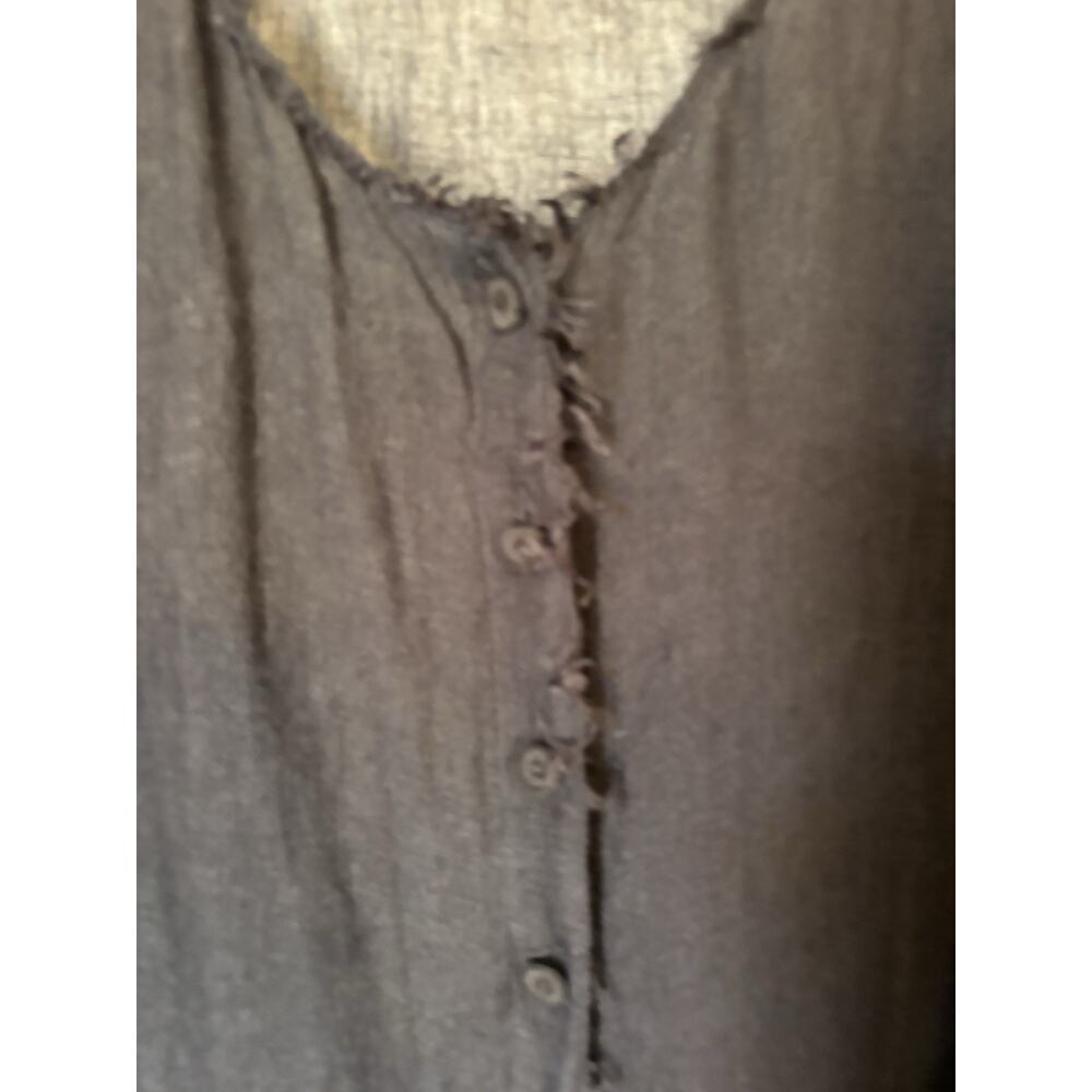 Eileen Fisher Blouse Top Button Up Black Linen Relaxed XXL 2XL 3XL - Picture 3 of 11